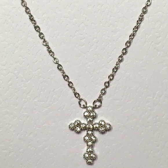NEW Dainty Round Diamond Cross Prayer Necklace - Picture 3 of 3